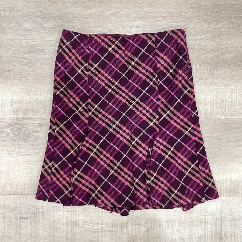 Purple Plaid Pleated Skirt